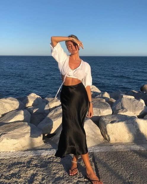 Falda Casual de Satén para Mujer