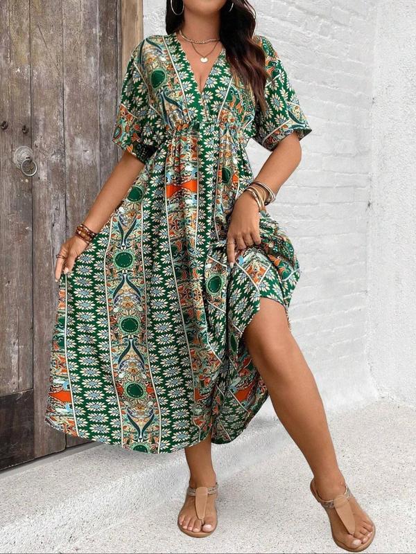 Vestido Casual con Escote en V (Tallas Extra)