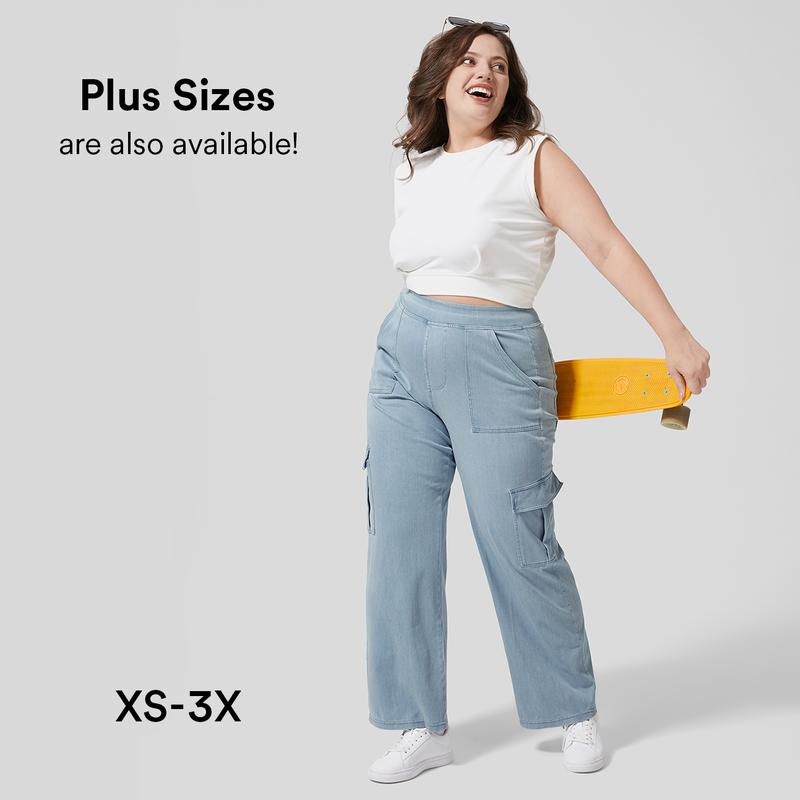 Jeans Deportivos de Pierna Ancha para Mujer