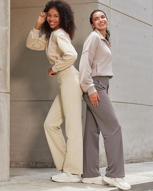 Pantalones Casuales de Cintura Alta para Oficina y Descanso