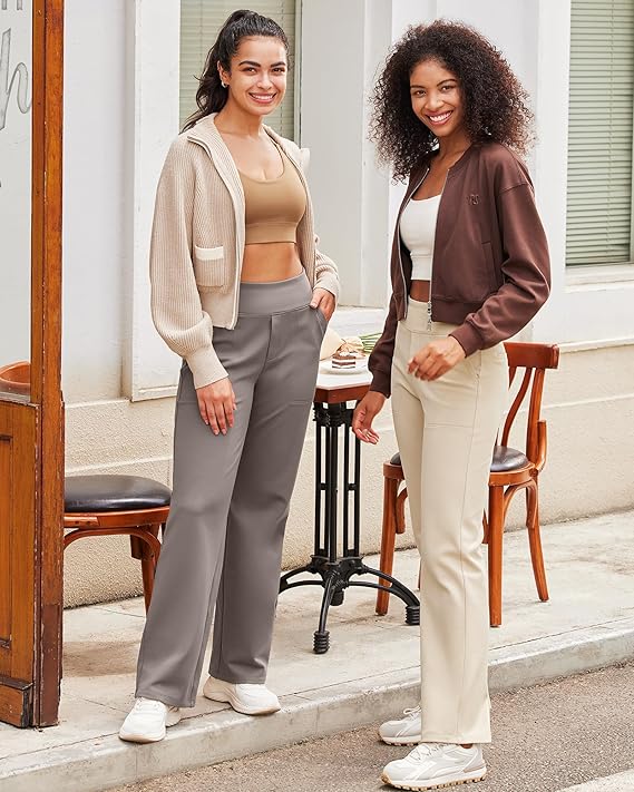 Pantalones Casuales de Cintura Alta para Oficina y Descanso