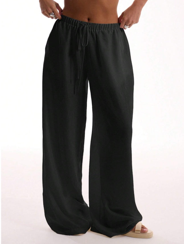 Pantalones de Cintura Ajustable con Cordón para Mujer