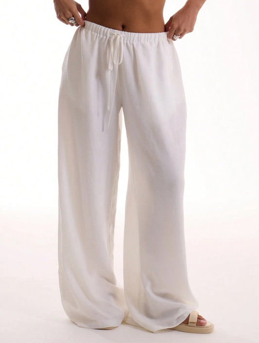 Pantalones de Cintura Ajustable con Cordón para Mujer