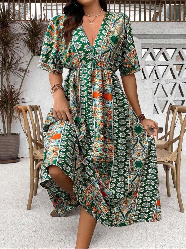 Vestido Casual con Escote en V (Tallas Extra)